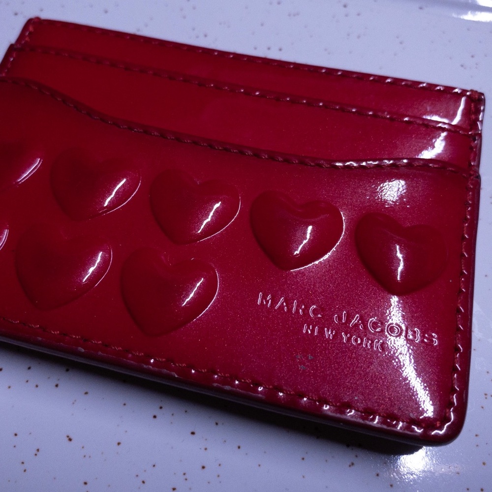 Marc Jacobs Embossed Heart Leather Card Case